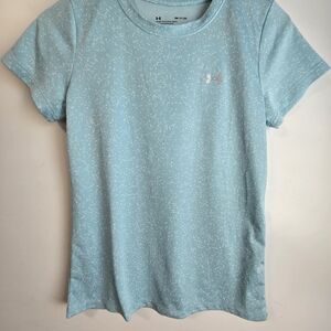 Under Armour Women's Light Teal Patterned Dri Fit T-Shirt Size S